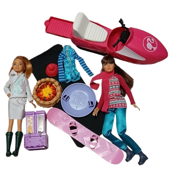 Skipper & Stacie Winter Adventure Doll Set with Pink Snowmobile - Picture 1 of 1